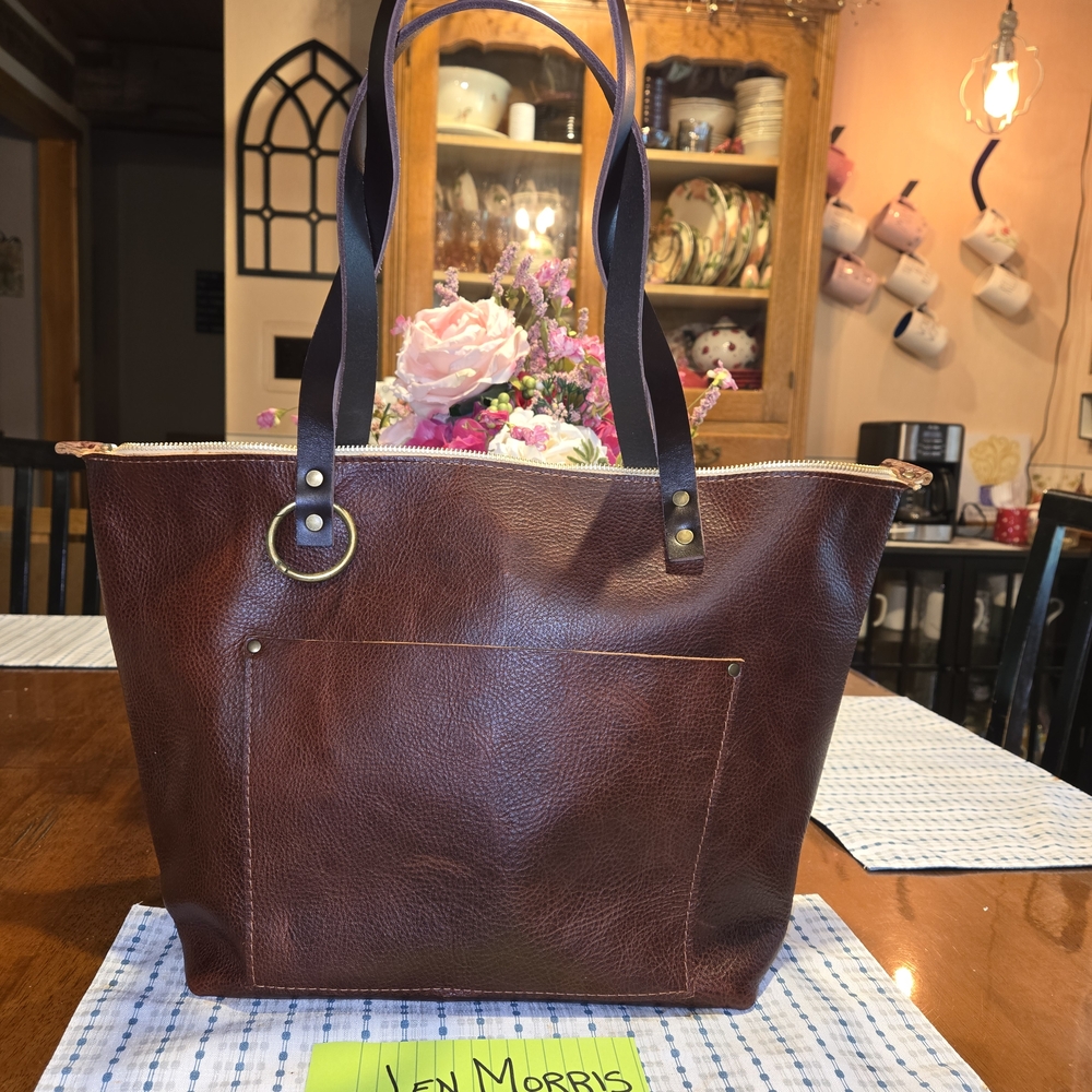 Portland Leather Cinnamon Bear Large Zip Tote